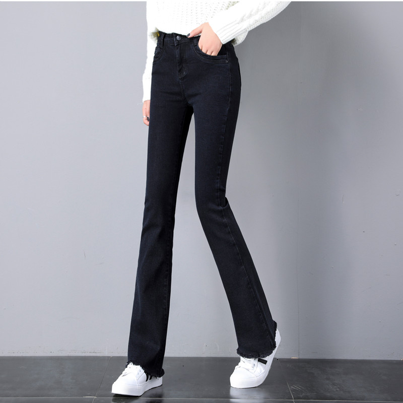 

Black Flared Trousers Han Edition Cultivate One'S Morality To Mention Panty Burrs Bootleg Jeans Fashion Girls Flares