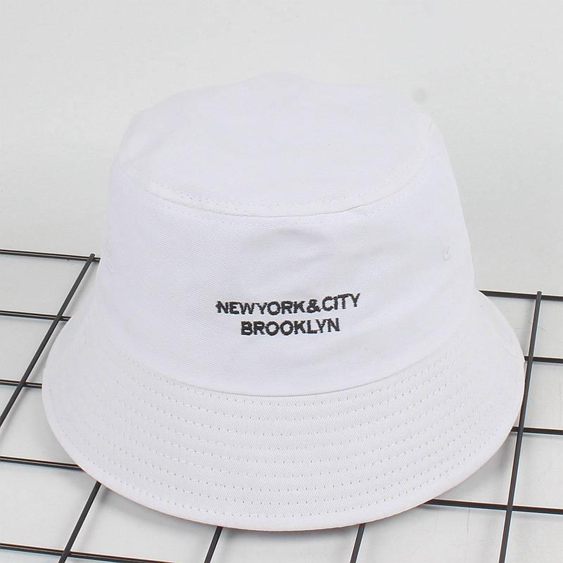 

2020 cotton letter embroidery bucket Fisherman hat Folding cap outdoor travel hat Sun cap hats for men and women, Blue;gray