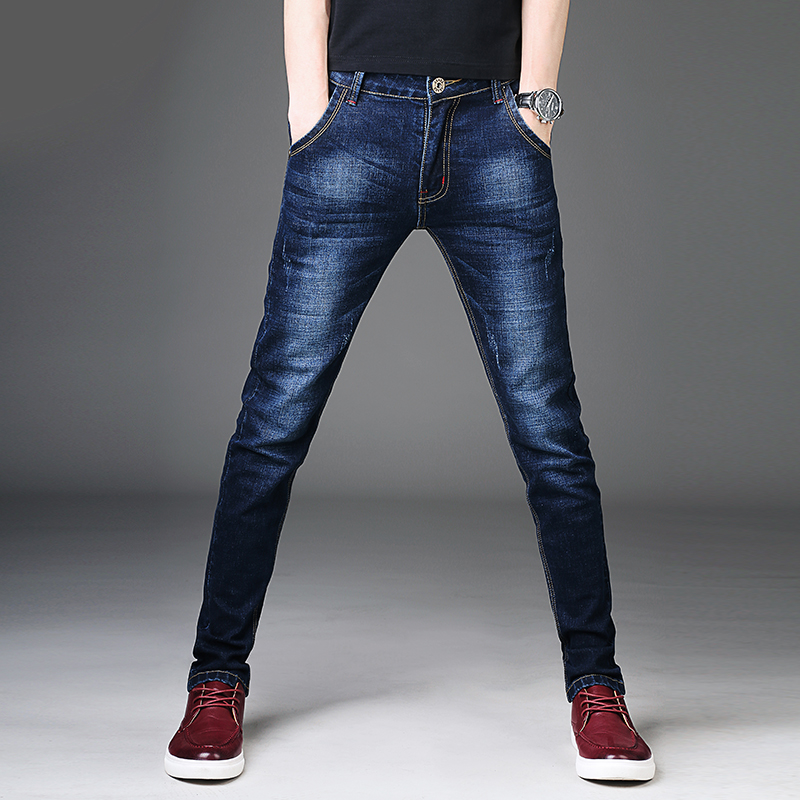 

Men's Jeans 2021 Men Pants Korean Style Blue Mens Skinny Man Slim Fit Stretch Trousers Denim Casual Male, As pic