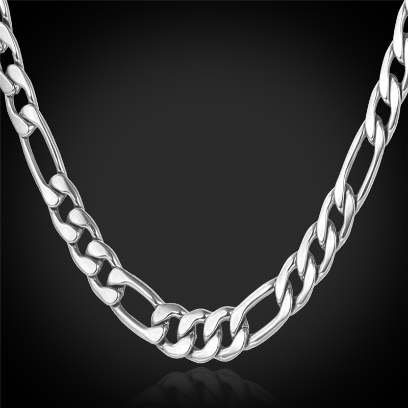

18K Real Gold Plated Figaro Chain Necklaces for Men High Quality Stainless Steel Mens Gold Chain Men Necklace Jewelry