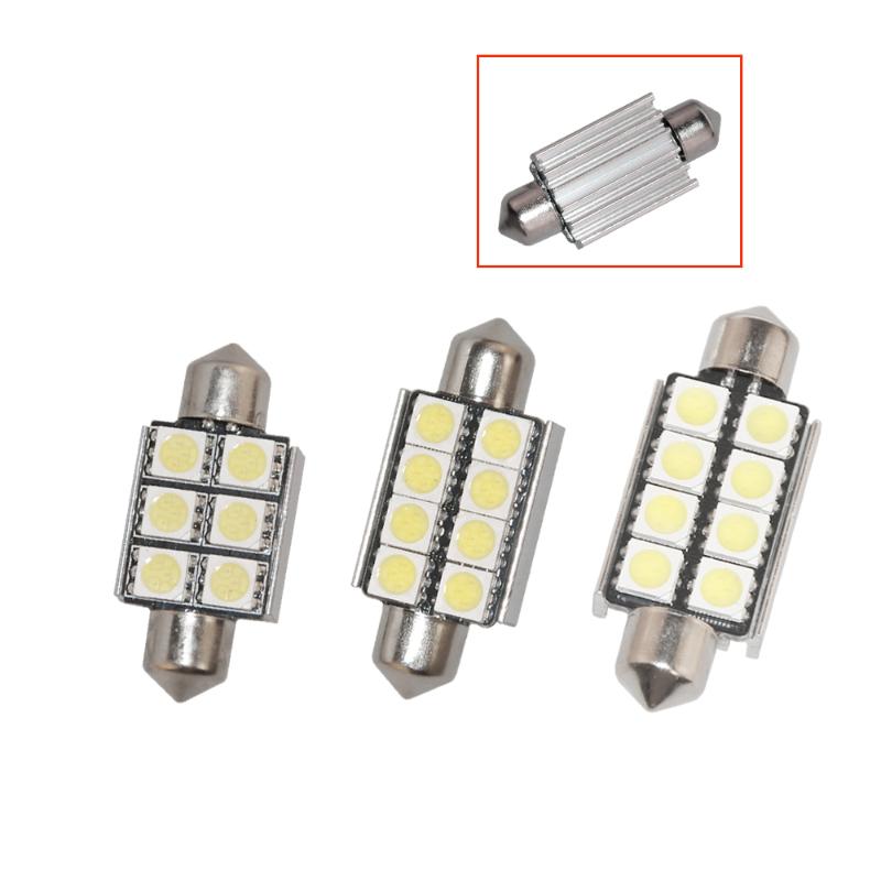 

10PCS 36MM 39MM 42MM White LED Dome Festoon Reading Light Source Map Light Bulb 6SMD 8SMD Canbus Error Free, As pic