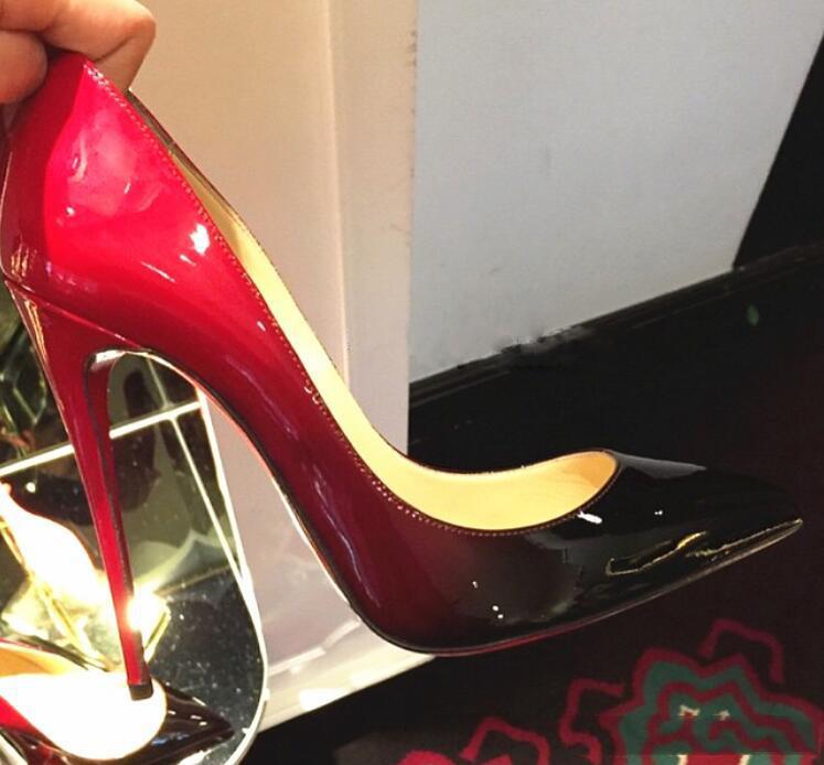 

Top Quality 2018 Women Shoes Red Bottoms High Heels Sexy Pointed Toe Red Sole 8cm 10cm 12cm Pumps Come With Logo dust bags Wedding Shoes, Grey