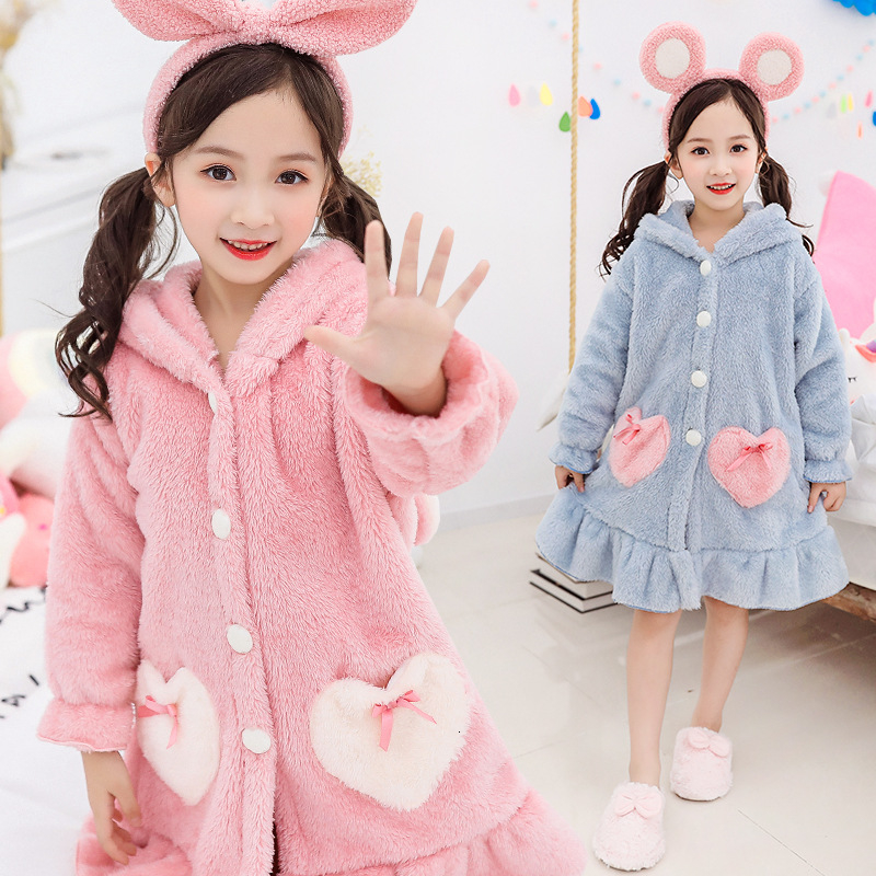 Bambina Unicorno Accappatoio Ragazze Vestaglia Pigiameria in Pilecon Cappuccio Flanella Camicia da Notte