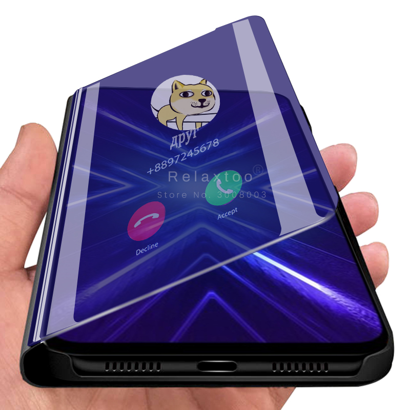 

Smart Mirror Leather Case For OPPO Find X2 Pro Luxury Clear Phone Case For OPPO Ace 2 F11 Pro, Black