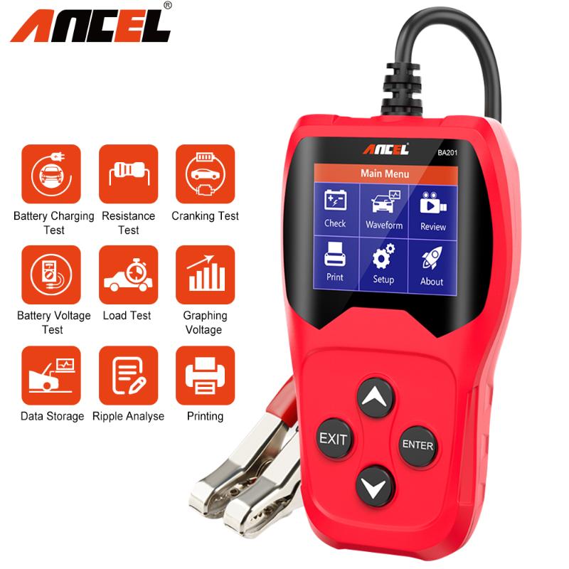 

12V Car Battery Tester Ancel BA201 OBD2 220Ah 2000CCA Health Voltage Test Battery Health Car Quick Cranking Diagnostic Tool