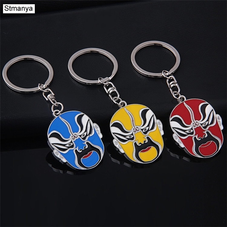

New Metal Keychain Men Women Car Key Chain Fashion Bag Charm Accessories Key Ring Peking Opera Face New