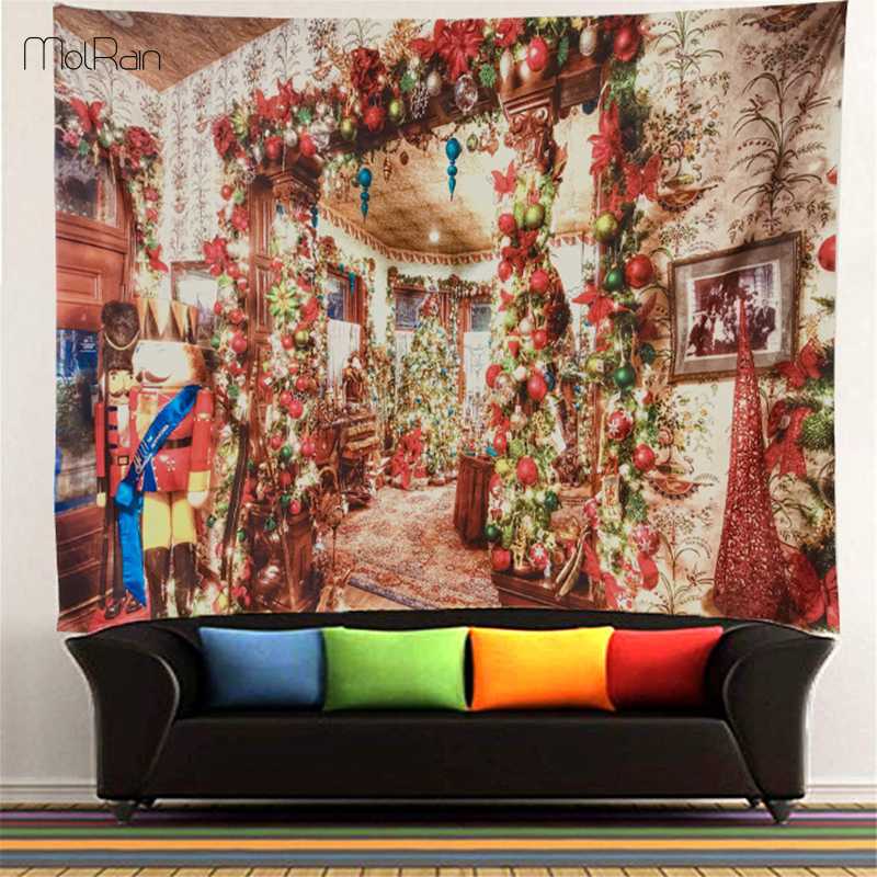

Christmas Wall Decorations Tapestry Tapestries Santa Claus Polyester Soft Festival Printed Wall Hanging Blanket Mat Dropship