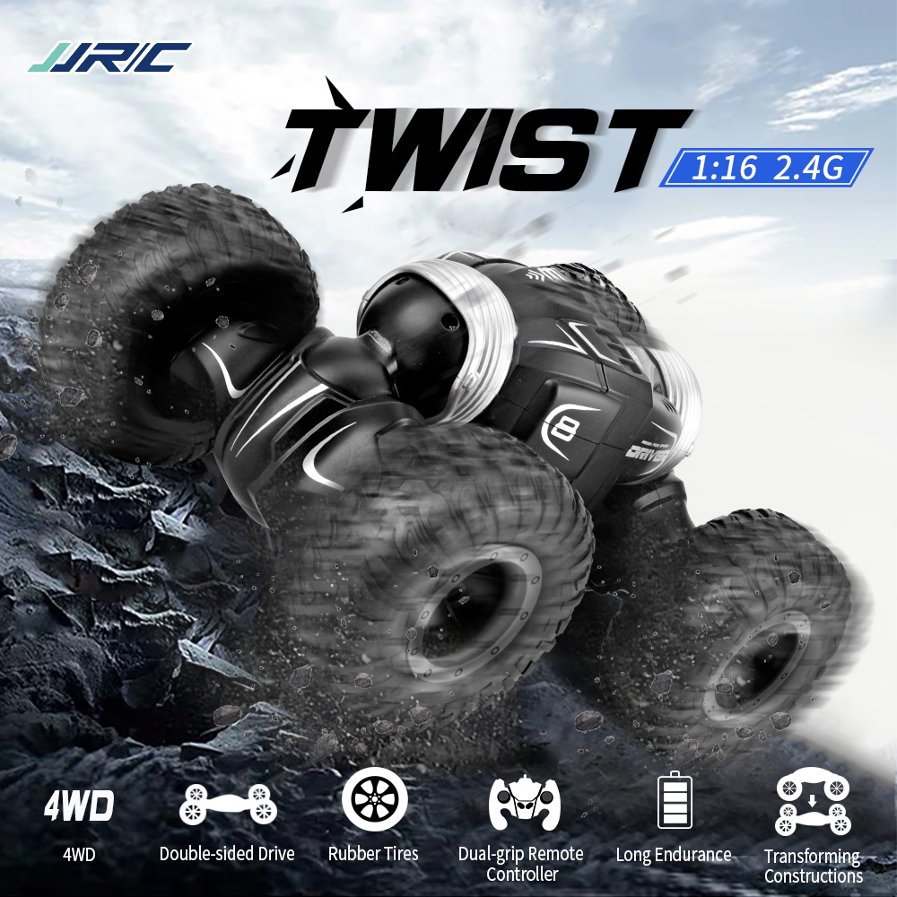 

RC Car 15KM/H 4WD One Key Deformation Flip 360° Stunt Car Rotating Double-sided Remote Control Car For Kid Buggy Toys JJRC Q70