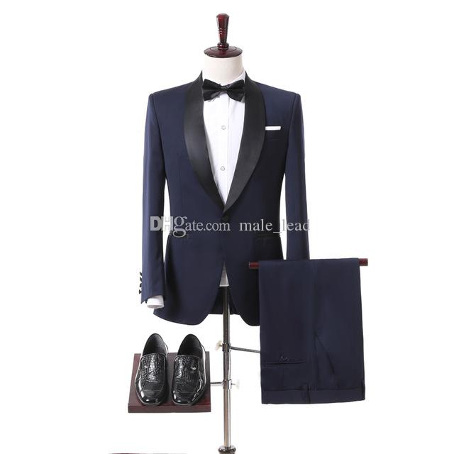 

Cool One Button Groomsmen Shawl Lapel Groom Tuxedos Mens Wedding Dress Man Jacket Blazer Prom Dinner 2 Piece Suit(Jacket+Pants+Tie) A156, Same as image