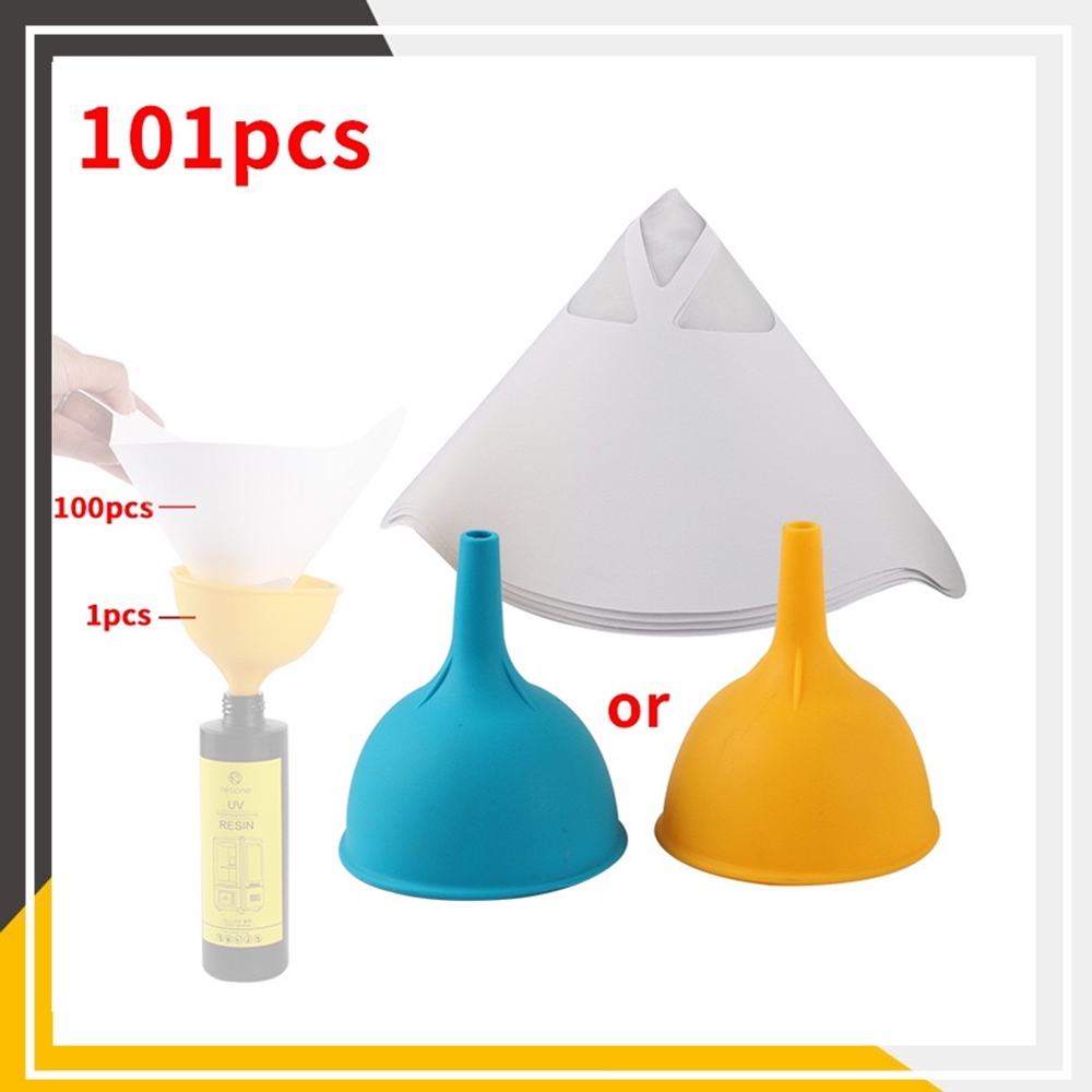 

Wholesale 100pcs Paper Filter + 1pc Silicone Resin Funnel Disposable for ANYCUBIC Photon Wanhao D7 DLP SLA 3D Printer Parts
