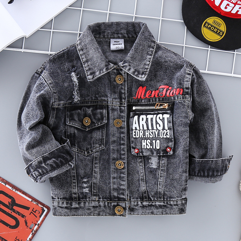 

Jeans Jacket Boys Kids 2020 Autumn Brother Motorcycle Coat Denim Long Sleeve Outfit Children Windbreaker Size 2 3 4 5 6 Years, Black