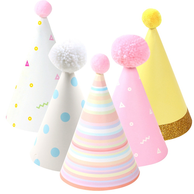 

5Pcs/Lot Happy Birthday Party Shimmer Paper Cone Hat Crown Fun Game Celebration Home Decoration