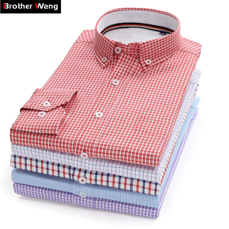 

Big Size 10XL 9XL 8XL 7XL 6XL 5XL 2019 New Men Oxford Plaid Shirt Fashion Business Casual Long Sleeve Shirt Male Brand Clothing, B518081