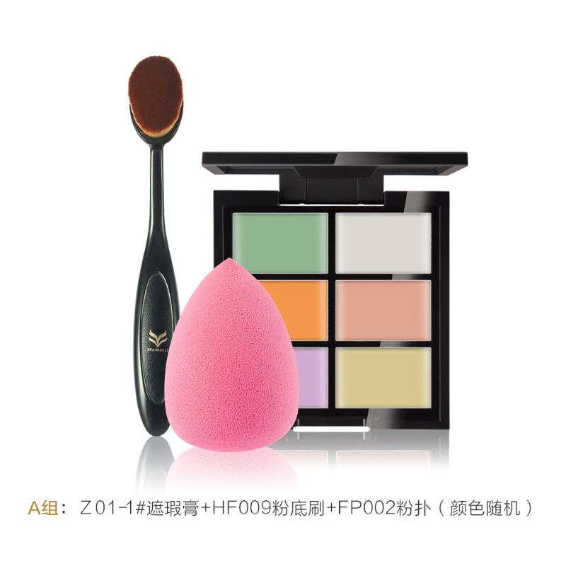 

brand makeup set 6 color Concealer+brush+puff makeup set kit concealer cream brushes concealer palette contour cosmetics