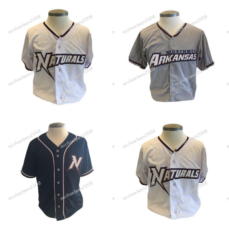 

Mens Northwest Arkansas Naturals Whtie Grey Navy Blue Custom Double Stitched Shirts Baseball Jerseys High-quality, Mens navy blue