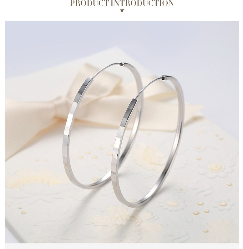 

Hoop & Huggie Ladys Earring Solid 925 Sterling Silver Earring Trendy Big Round Circle Hoop Earrings 40MM 50MM 55MM 60MM stud Earring Jewelry high quality