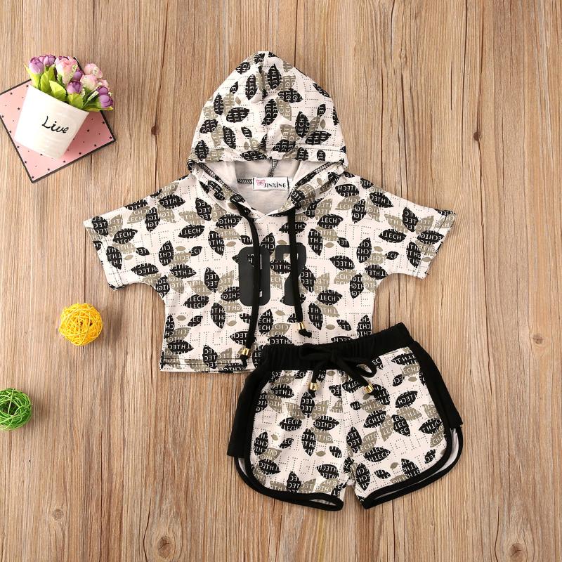 

2020 Costume 2PCs 6M-4T Camo Toddler Infant Kids Boy Girl Clothes Set Letter Short Sleeve Hooded Top Shorts Outfits Clothing, Multi