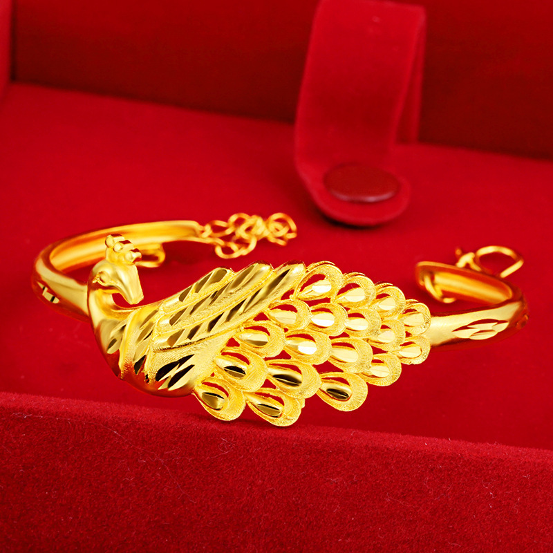 

Link, Chain Elegant Peacock Bracelet Yellow Gold Filled Womens Bangle Adjustable