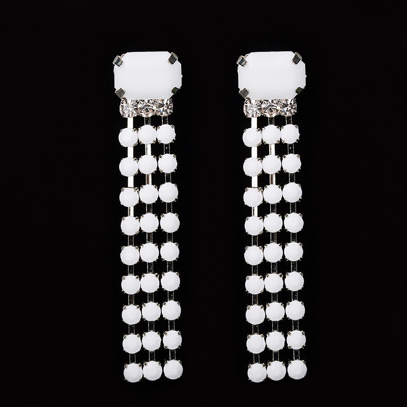 

Popular Jewelry Shine Diamond Tassels Ear Nail Earrings