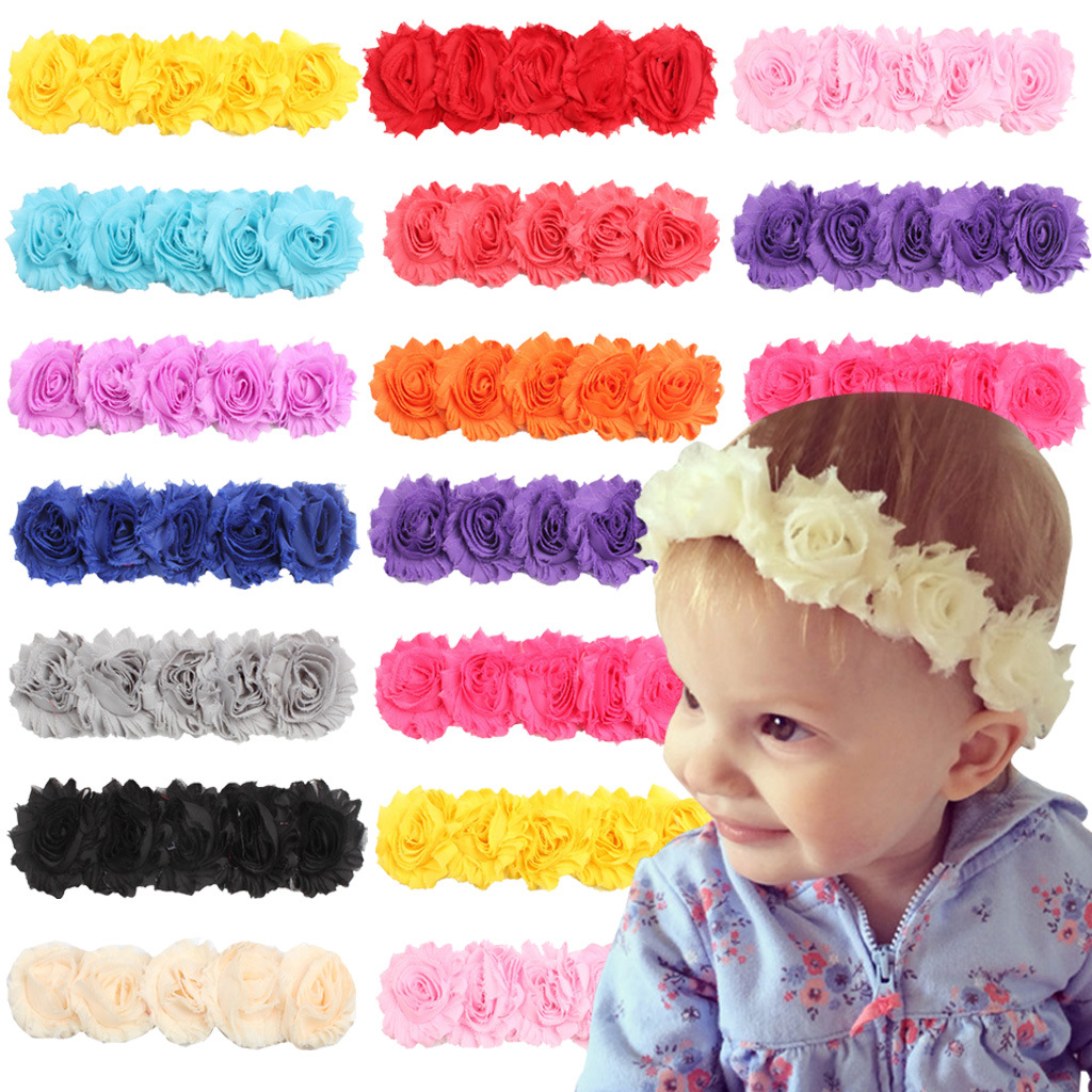 

Baby Head bands Shabby Flowers Elastic Headbands Girls Kids chiffon Hairbands Children Hair Accessories Headdress, As pic