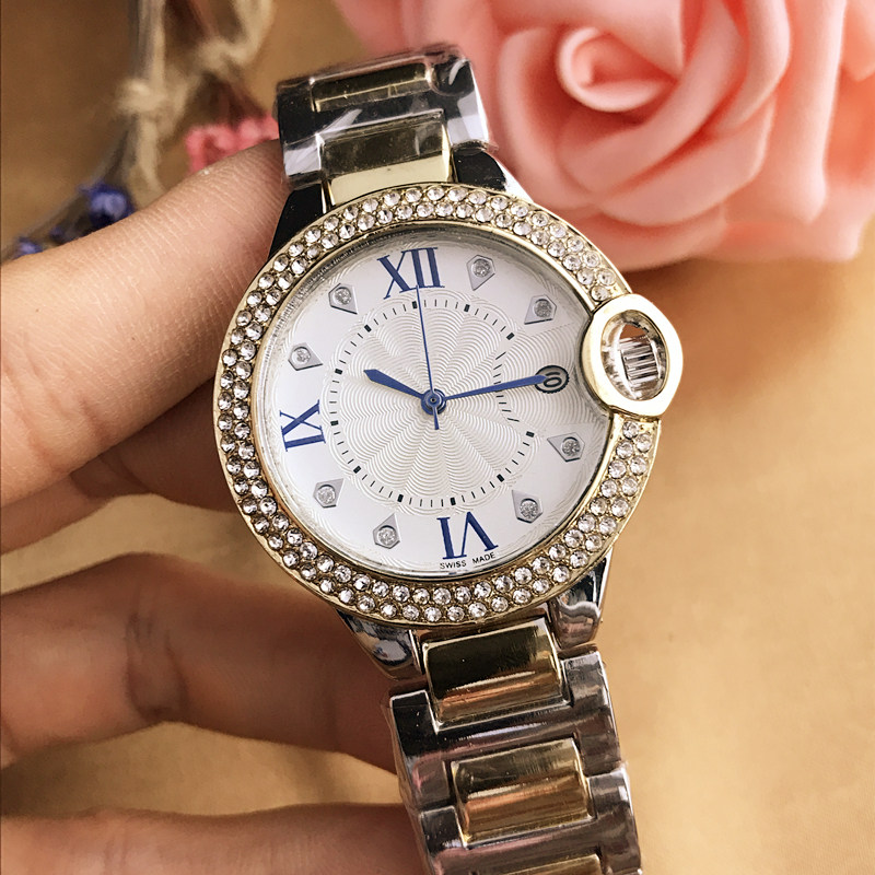

Big calendar calendar small watch wild diamond inlaid goddess classic Roman business woman watch, Color 1