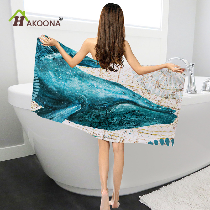 

HAKOONA Sea Microfiber Quick-Drying Adult Bath Towel Beach Towels 150x70cm Samll Face Towels 70*35cm
