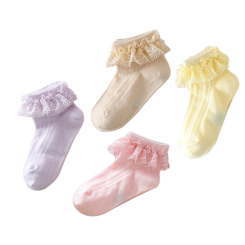 

Ankle Cotton Socks Baby Toddler Anti Slip Frill Soft Short socks for 0-6Y Kid, Purple