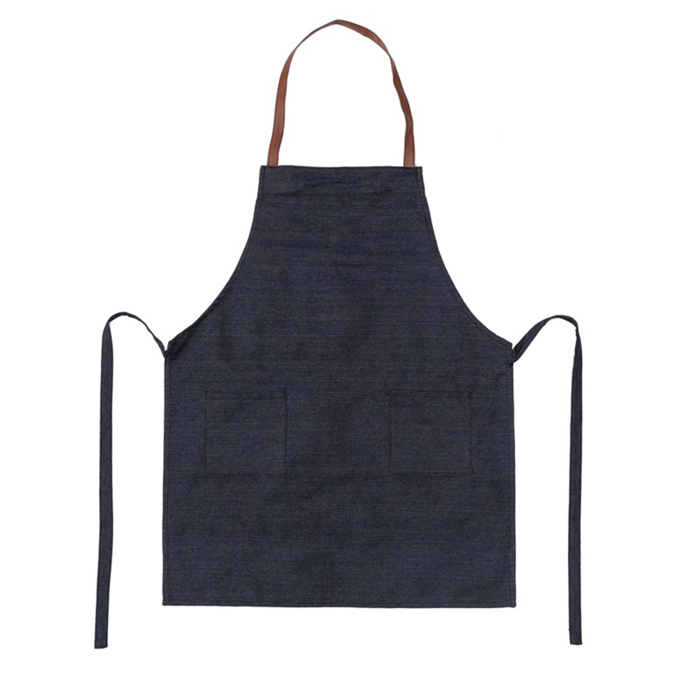 

Fashionable antifouling PU belt denim apron Kitchen cleaning housework apron Floral technical work Home essential goodies
