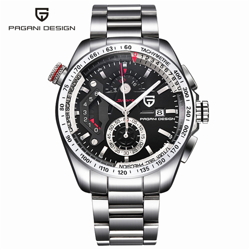 

Original PAGANI DESIGN Chronograph Sport Watches Japan Movement Stainless Steel Case Waterproof Quartz Watch Relogio Masculino, Black