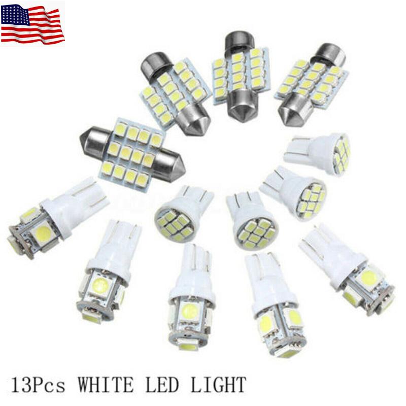 

13Pcs Car White LED Lights Kit for Auto Dome Interior License Plate Lamps Set