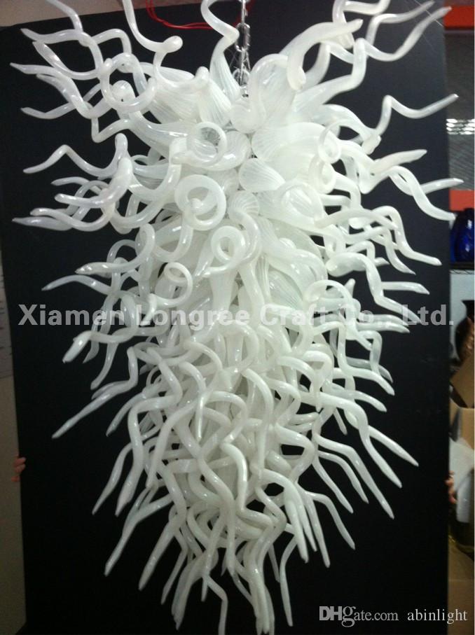 

White Murano Glass Chandelier AC LED Modern Crystal Art Decor Blown Glass Style Chandelier and Pendant Lamps