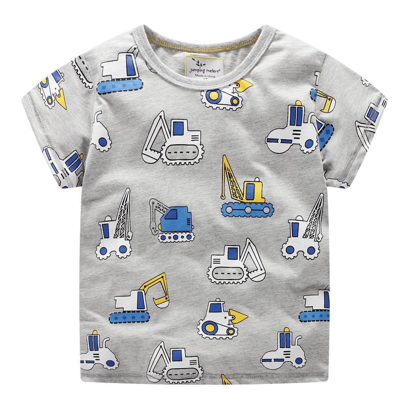 

2-7Y T-shirt Fashion Summer Toddler Baby Boys Cotton Short Sleeve Tee Tops Kid Boys O-Neck Pullover Cartoon Printed T-Shirts, Gray