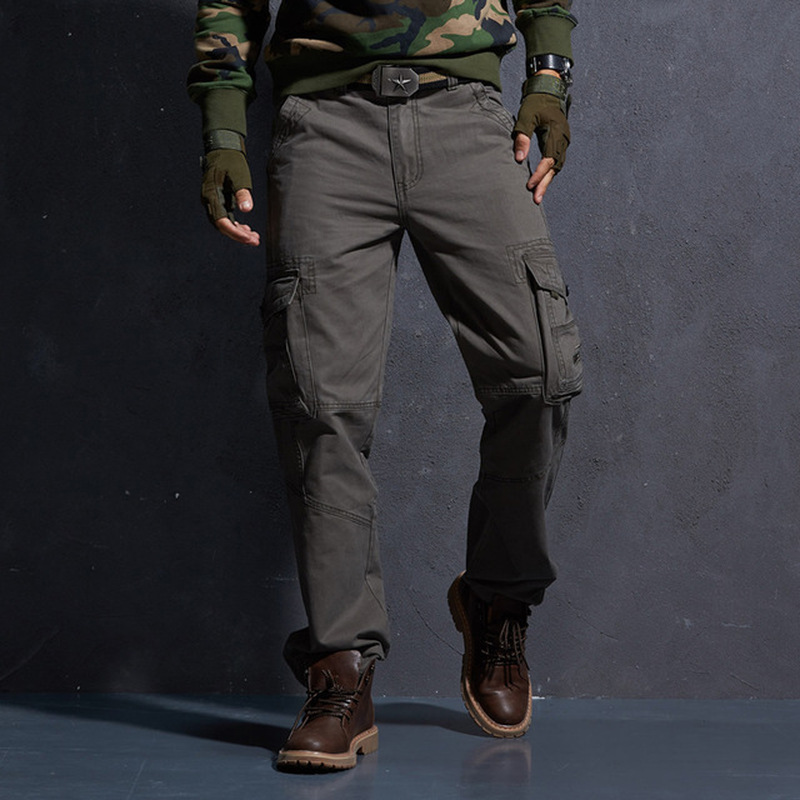

Men's Cargo Pants Army Multi Pockets Style Tactical Pants Male Tear-proof Straight Casual Long Trousers for Joggers Men, Gray