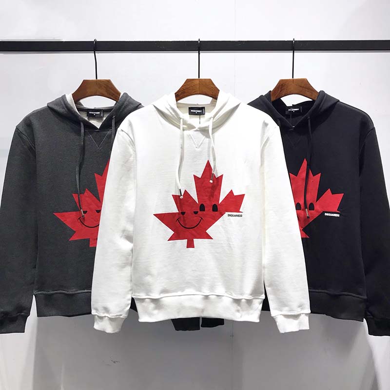 New Street Casual Letters Maple Leaf Pattern Printed Round Neck Couple Sports Jacket Loose Sweater Green,XL