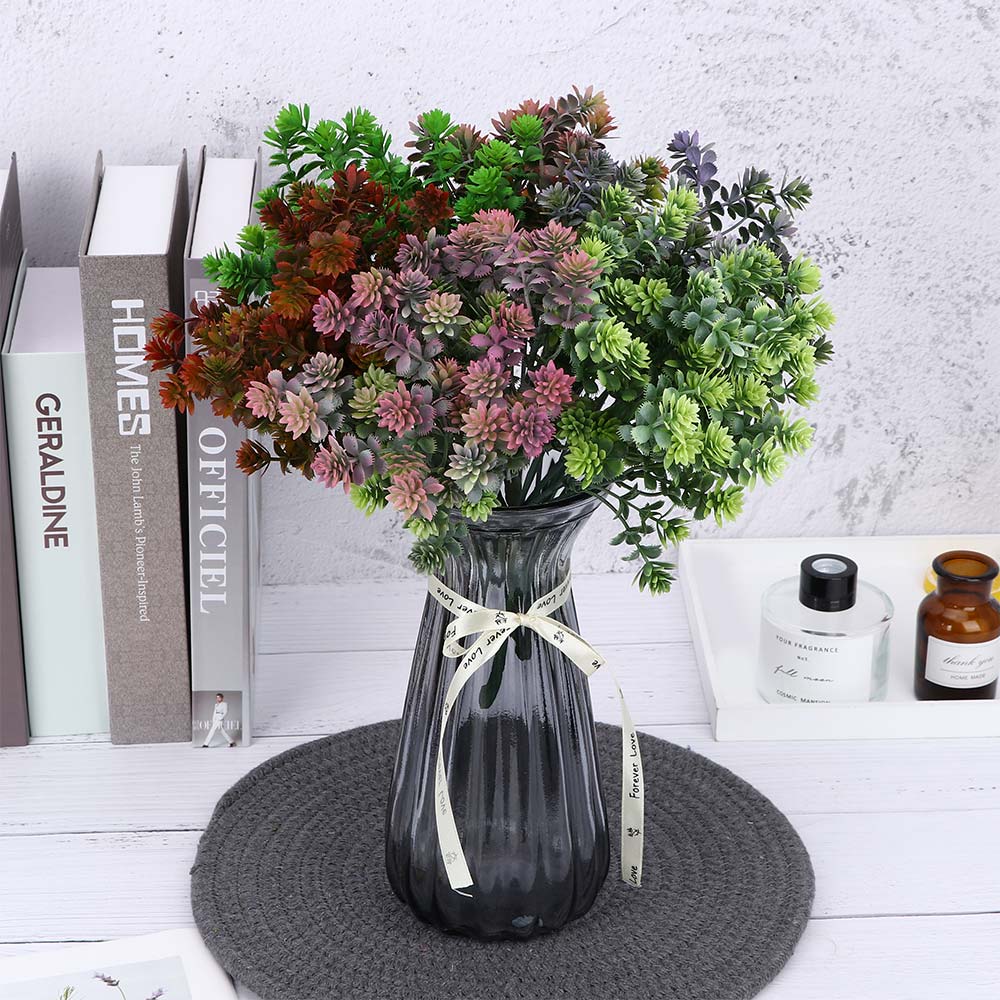 

7 Fork 28 Head Succulent Artificial Autumn Leaves Guanyin Lotus Grass DIY Wedding Decoration Plant Fake Flower Artificial Plants, Light green