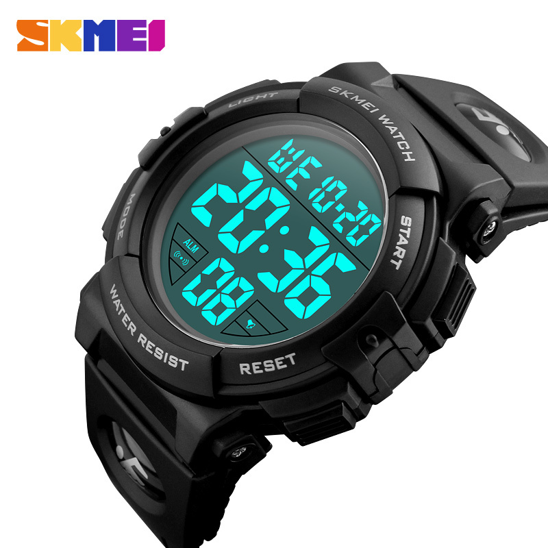 

SKMEI Fashion Outdoor Sport Watch Men Multifunction 5Bar Waterproof Military Digital Wristwatches Clock Relogio Masculino 1258 LY191213, Black