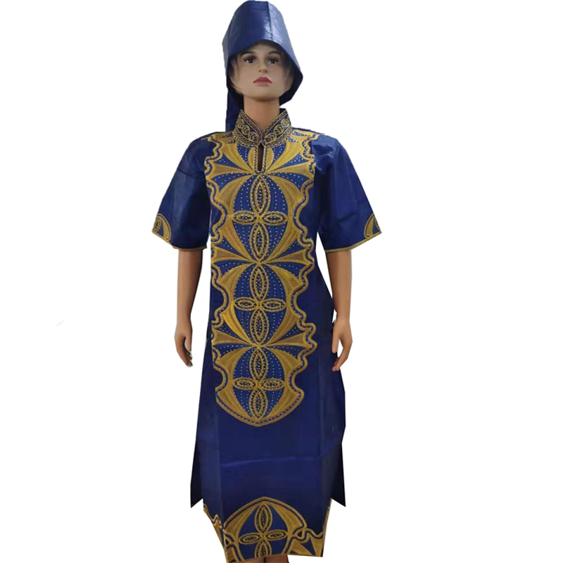 

MD 2019 bazin riche dashiki women dress traditional african dresses for women embroidery long dress with headtie african clothes