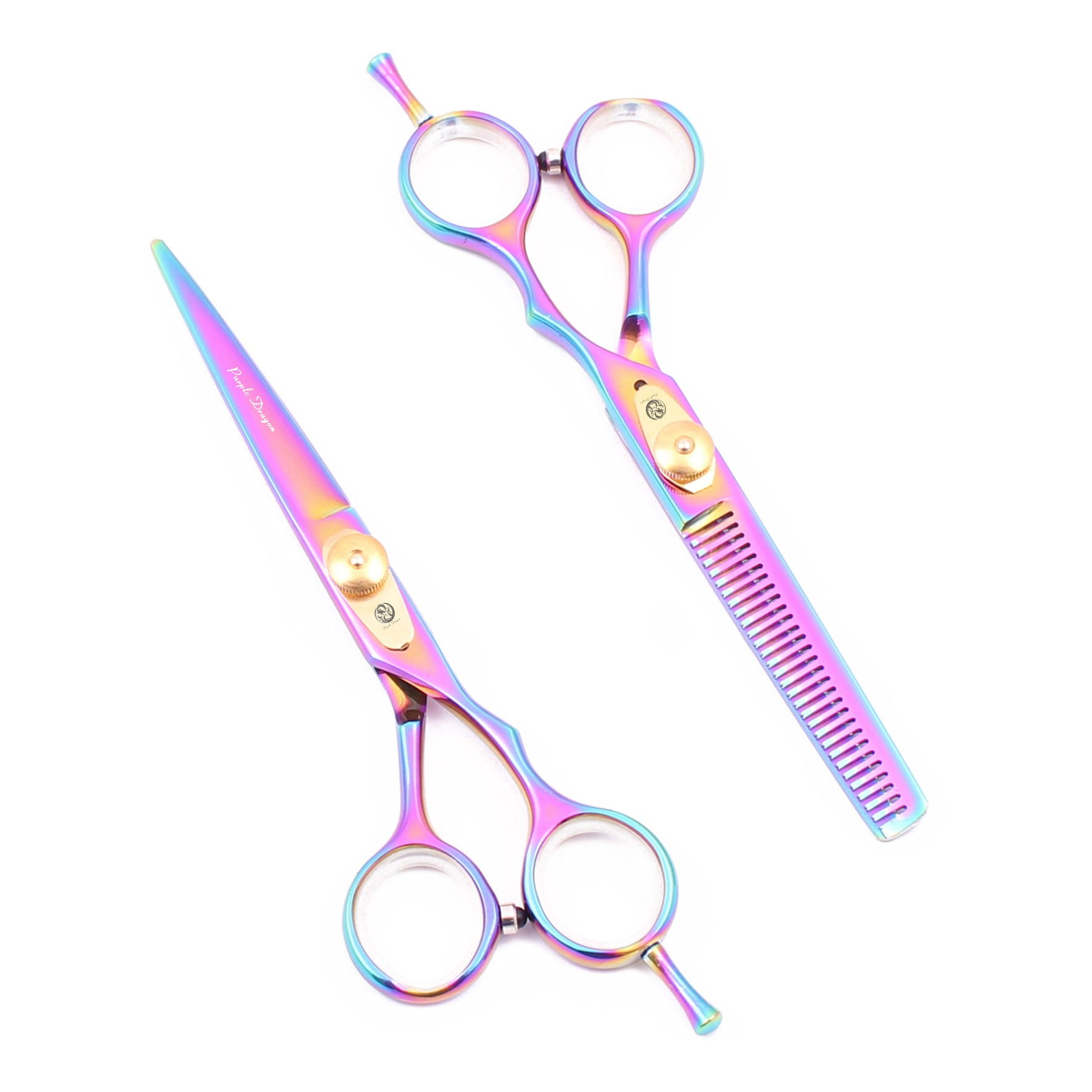 

Hairdressing Scissors Z1020 5.5" Multi-color JP Stainless Purple Dragon Haircut Shears Barber Cutting Scissors Thinning Shears Hair Scissors