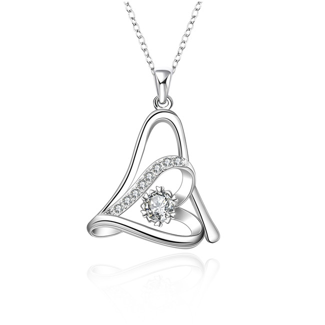 

Plated sterling silver necklace 18 inches Geometric shape zircon pendant necklace DHSN639 top 925 silver plate Pendant Necklaces jewelry