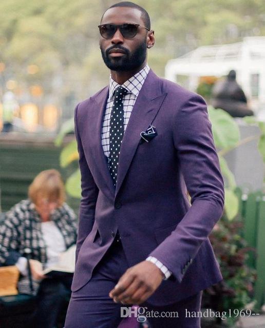 

New Arrivals Two Button Dark Purple Groom Tuxedos Peak Lapel Groomsmen Best Man Blazer Mens Wedding Suits (Jacket+Pants+Tie) D:333, Same as image