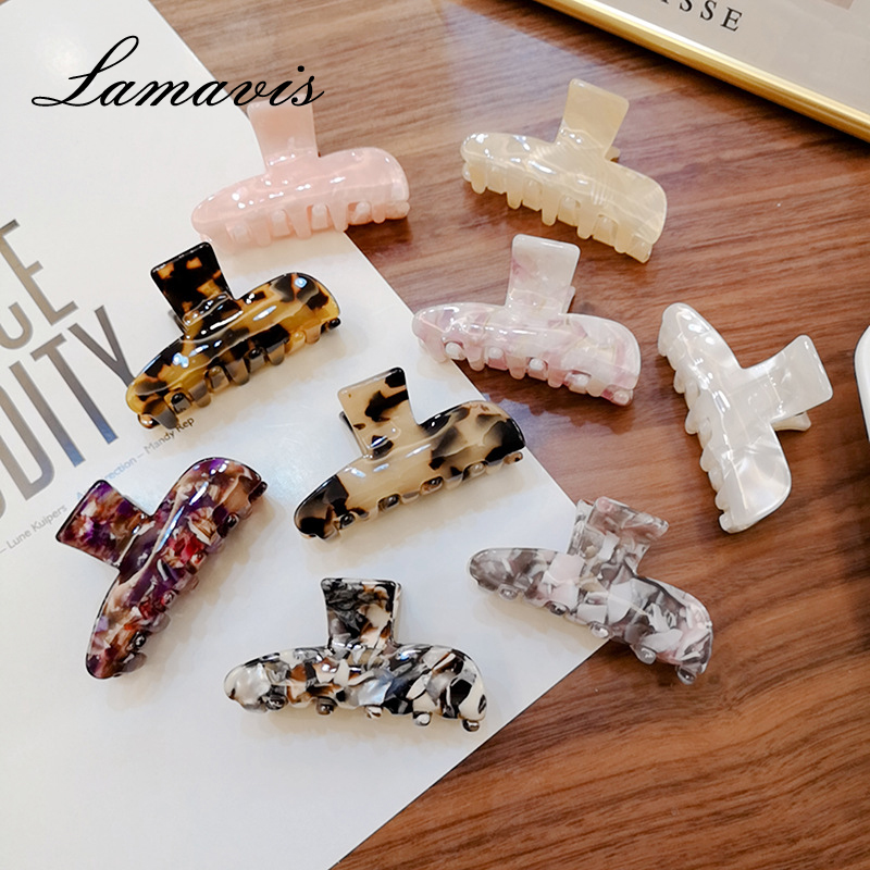 

2020 Exquisite Jewelry Korean Fashion Simple Wild Ink Tortoiseshell Line Acetate Hair Grab Hair Clip Headdress, Pink