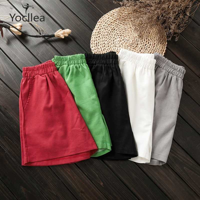 

Summer Shorts Loose 4XL Plus size cotton Casual women short Trousers High Elastic Waist Wide Leg Pants short solid, Black