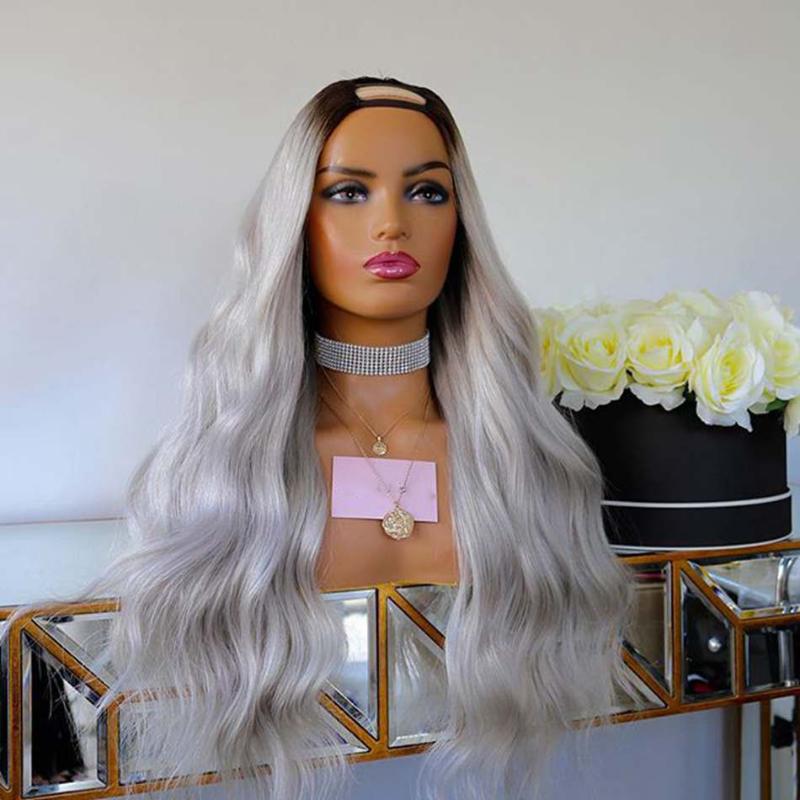 

Ombre Platinum Blonde 180Density U part Wigs for Women Custom Openning Size Wavy Blonde Brazilian Virgin Human Hair U Part Wigs, U part wig
