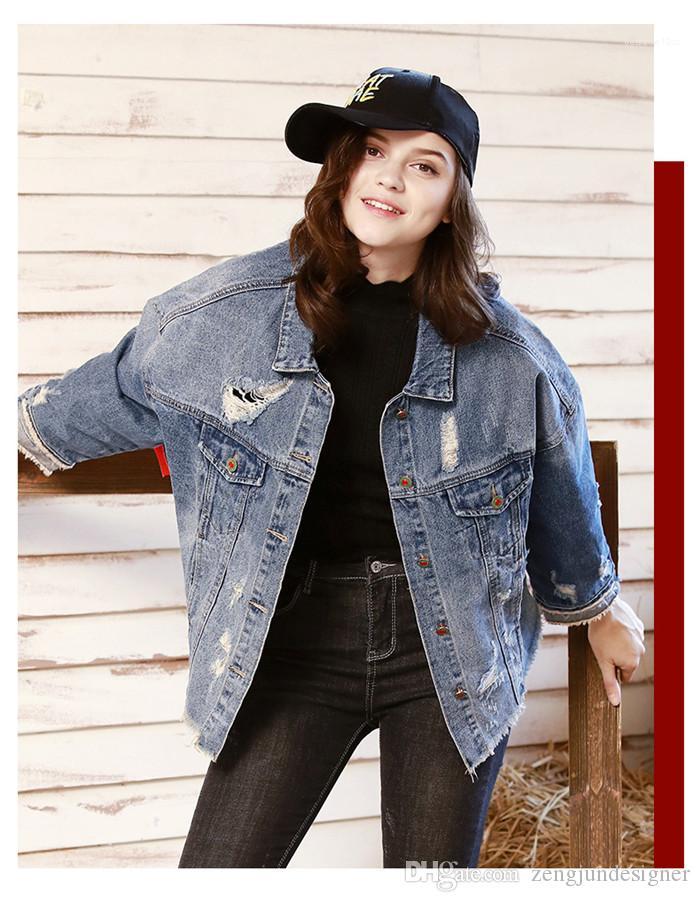 

Jeans Jackets Lapel Neck Long Sleeve Sequins Print Female Clothing Fashion Style Casual Apparel Womens Autumn Designer, Blue