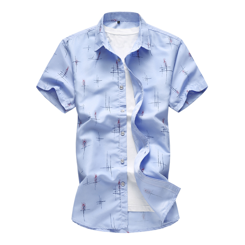

2020 Summer New Men's Casual Shirt Fashion Print Slim Short Sleeve Shirt Hawaiian Brand Clothing Plus Size 5XL 6XL 7XL, White