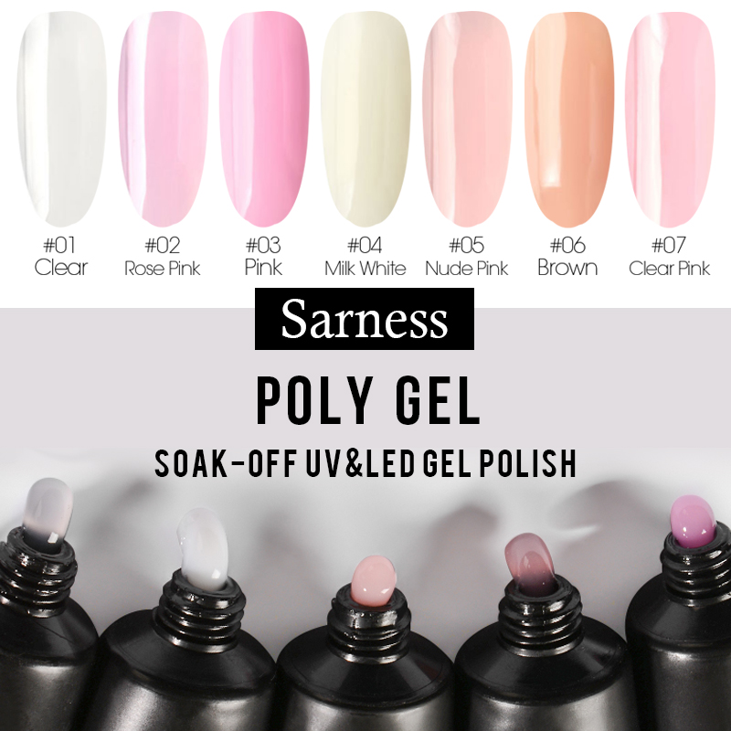 

Sarness Quick Builder Extension Nail Gel Polish Semipermante Enhancement Camouflage Fake Nails LED UV Poly Varnish, Fs001-ap