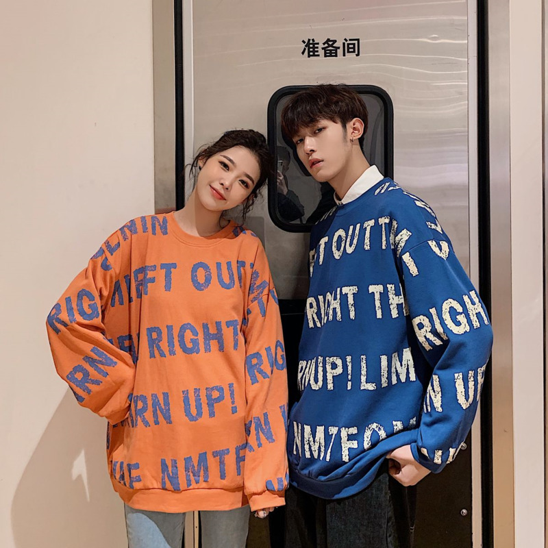 

Spring Hoodie Men's Fashion Letter Print Casual Cotton Pullover Hoodies Men Streetwear Wild Loose Couple Sweatshirt -XL, Black