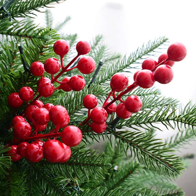 

10pcs/set Christmas decorations red glitter simulation berry bunch Xmas Tree Omament wreath DIY Artificial fruit Flowers