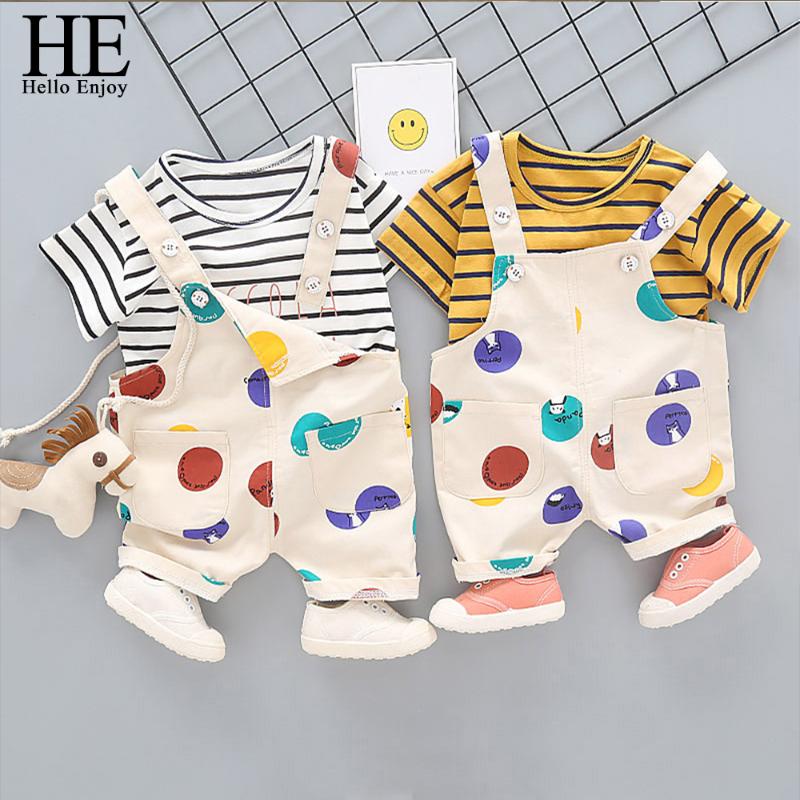 

HE Hello Enjoy Summer Newborn Baby Boys And Girls Clothes Sets Fashion Suit T-shirt+Pants Baby Girls Sports Suit Clothing Sets, White