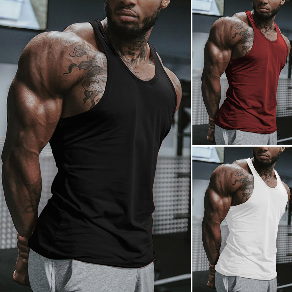 

2019 Hot Mens Sleeveless Tank Clothing Stringer Bodybuilding Tank Top Muscle Vest Shirt Size S-XL, White;black